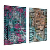 Ethnic Patherns 2 Pieces Combine Glass Wall Art | Insigne Art Design.